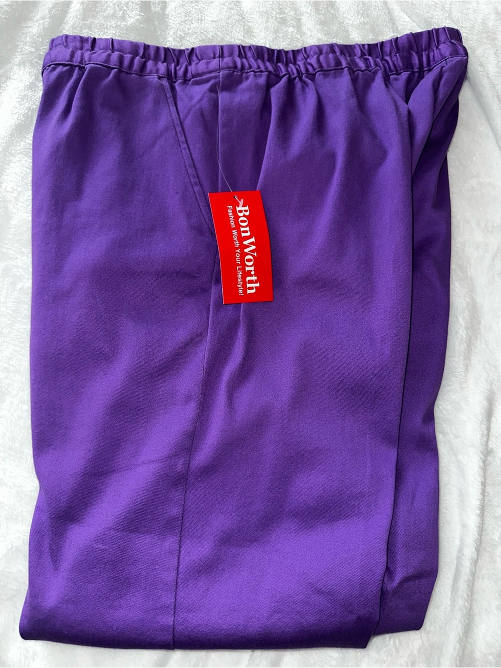 Bon Worth Purple Elastic-Waist Chinos